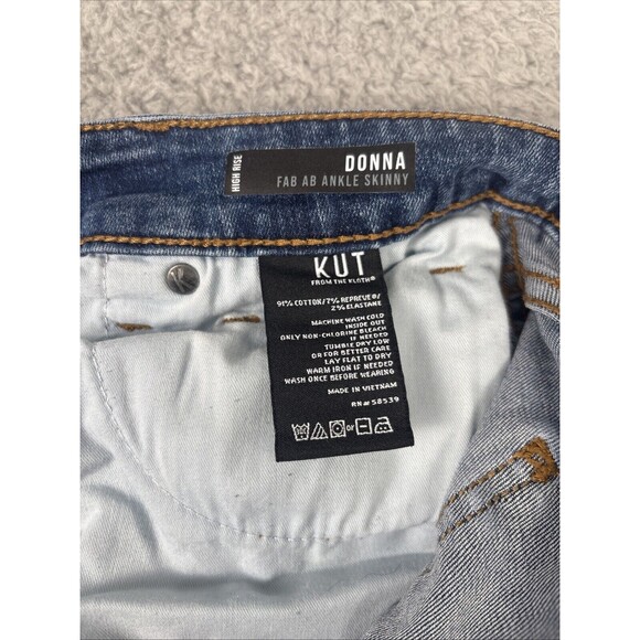 Kut from the Kloth Jeans Women 14 Donna Ankle Skinny Blue Stretch Denim Raw Hem - Picture 8 of 9